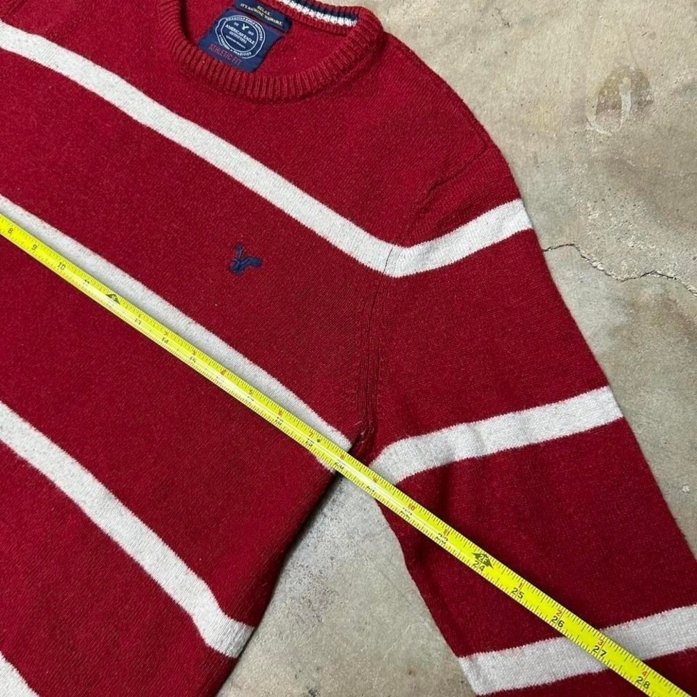American eagle Red and white striped crewneck knit sweater 2000s y2k mens XL - Picture 7 of 7